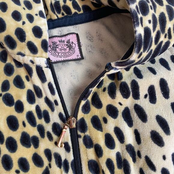 Juicy Couture Girls 10 Cheetah Animal Print Velour Zip Up Jacket Vintage Y2K - Picture 5 of 7